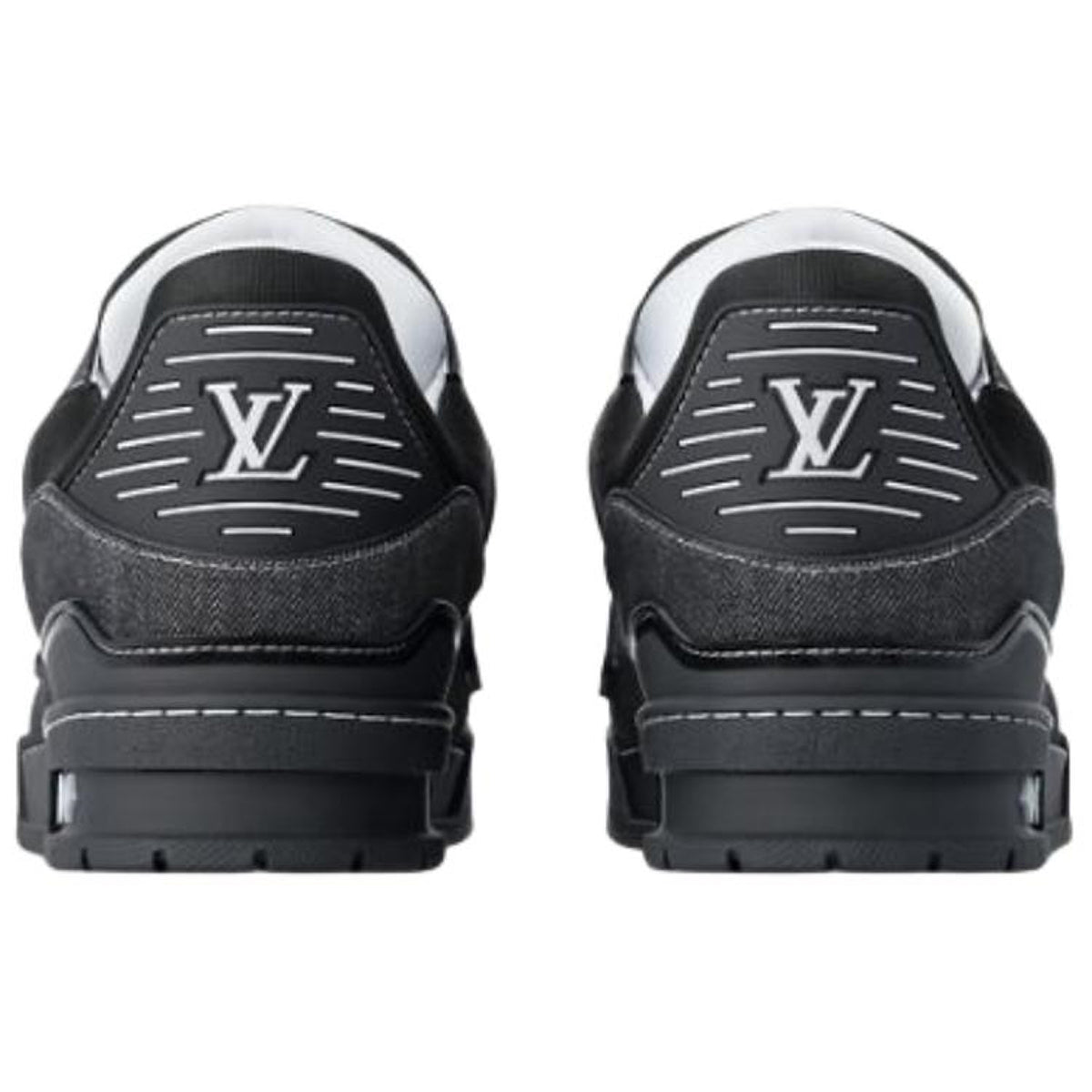 Louis Vuitton Trainer Denim Lace-Up Flat-Sole Low-Top Sneakers in Black