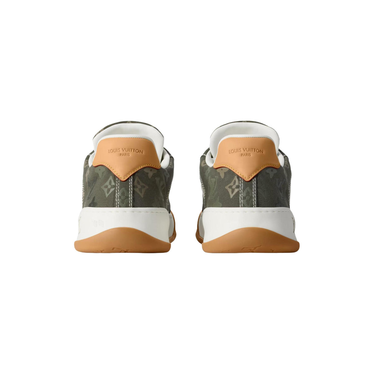 Louis Vuitton LV Tilted Leather Platform Lace-Up Low-Top Sneakers in Khaki Green – Unisex