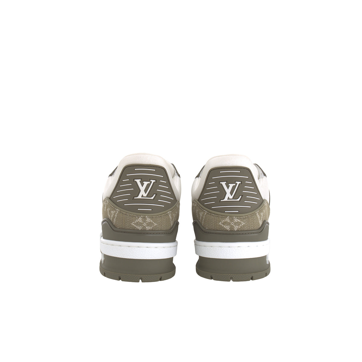 Louis Vuitton Trainer Lace-Up Low-Top Sneakers in Green with LV Logo Print
