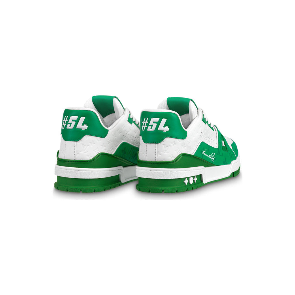 Louis Vuitton Trainer Leather Low-Top Sneakers in White & Green – Unisex