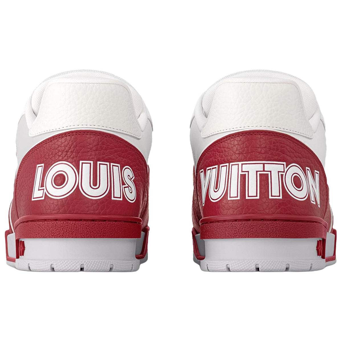 Louis Vuitton Leather Lace-Up Low-Top Sneakers in Red with Floral Pattern – Unisex