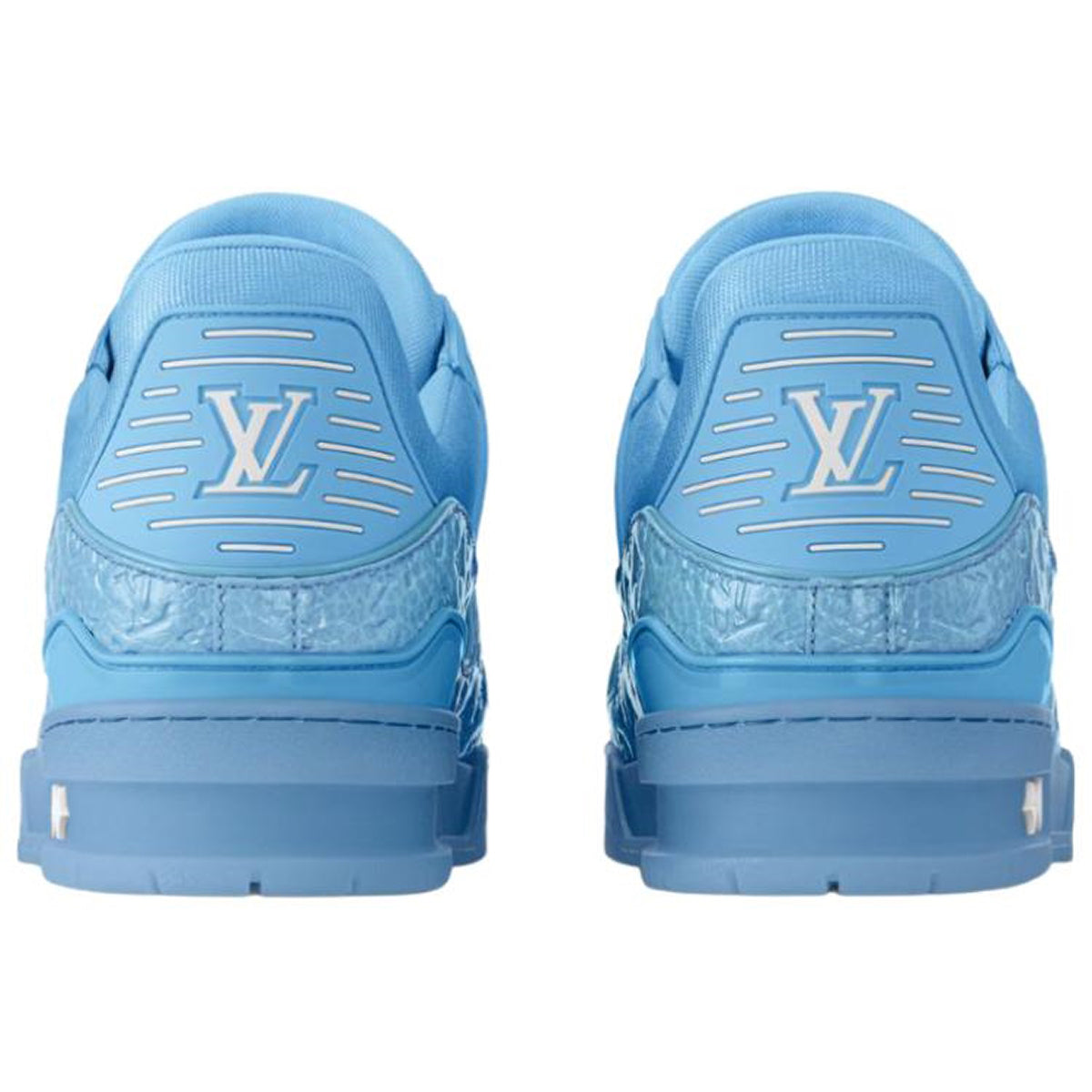 Louis Vuitton Trainer Patent Leather Embossed Lace-Up Low-Top Sneakers in Blue – Unisex
