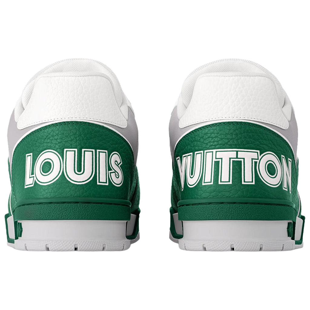 Louis Vuitton Trainer Leather Lace-Up Low-Top Sneakers in Green with Floral Logo