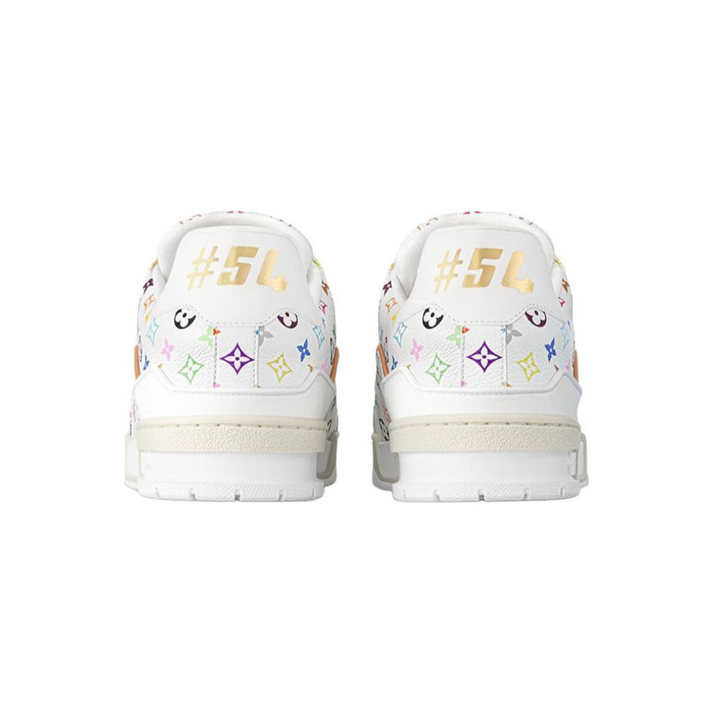 Louis Vuitton × Takashi Murakami Trainer Grained Calf Leather Low-Top Sneakers in White – Unisex