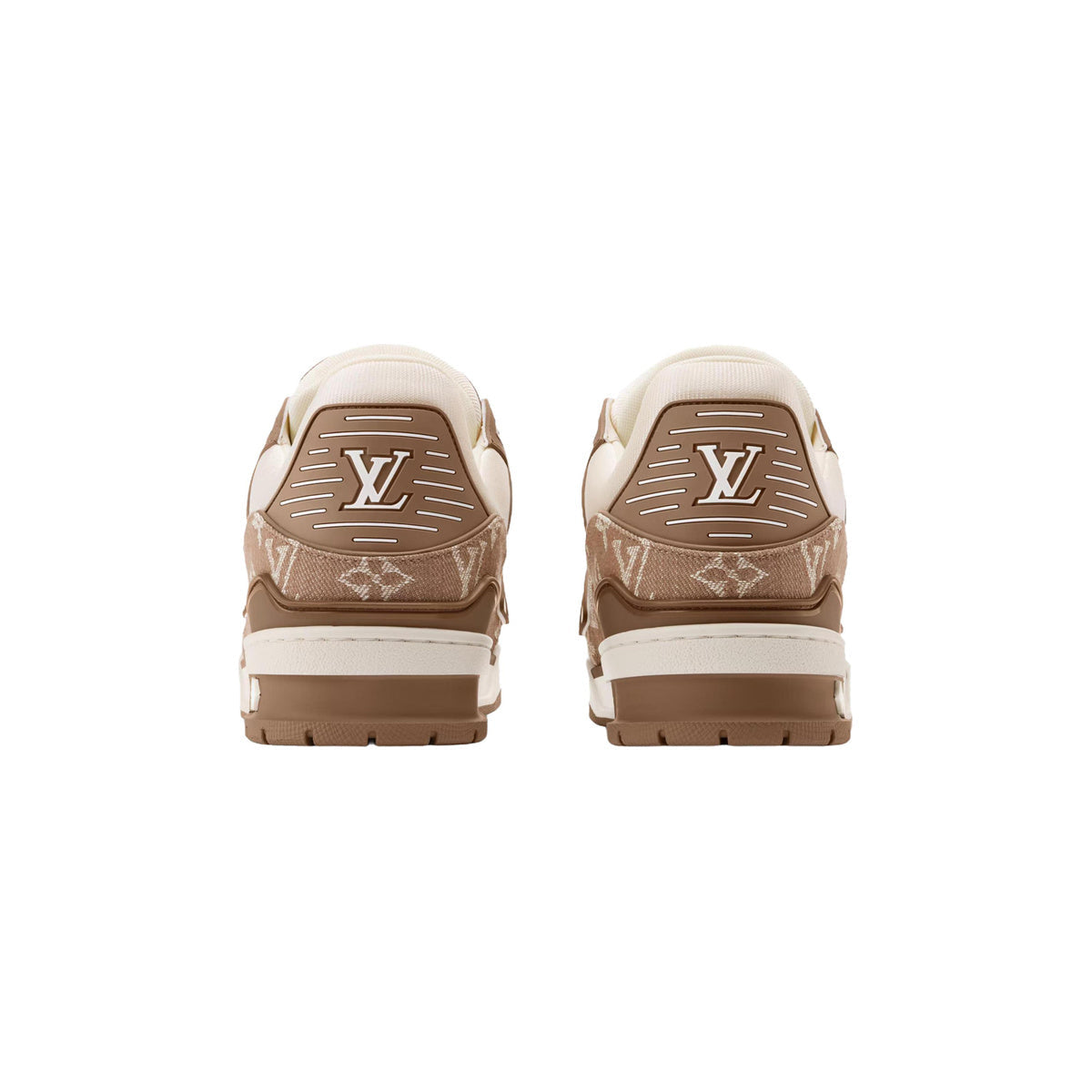 Louis Vuitton Trainer Leather & Denim Lace-Up Low-Top Sneakers in Beige & Brown – Unisex