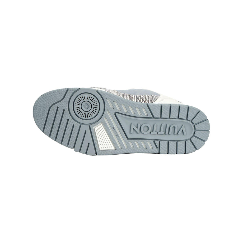 Louis Vuitton Trainer Python Leather Detail & Suede Calf Leather Lace-Up Velcro Low-Top Sneakers in Grey – Unisex