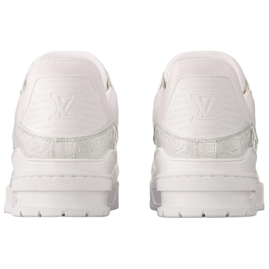 Louis Vuitton Trainer Leather Lace-Up Low-Top Sneakers in White with Embossed Letter