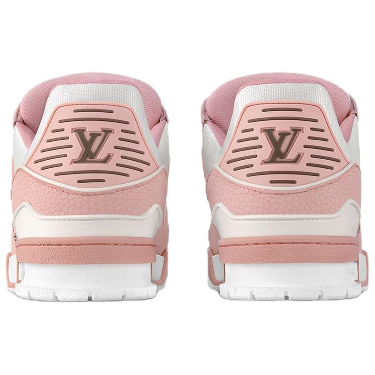 Louis Vuitton Trainer Calf Leather Lace-Up Low-Top Sneakers in White & Pink – Unisex
