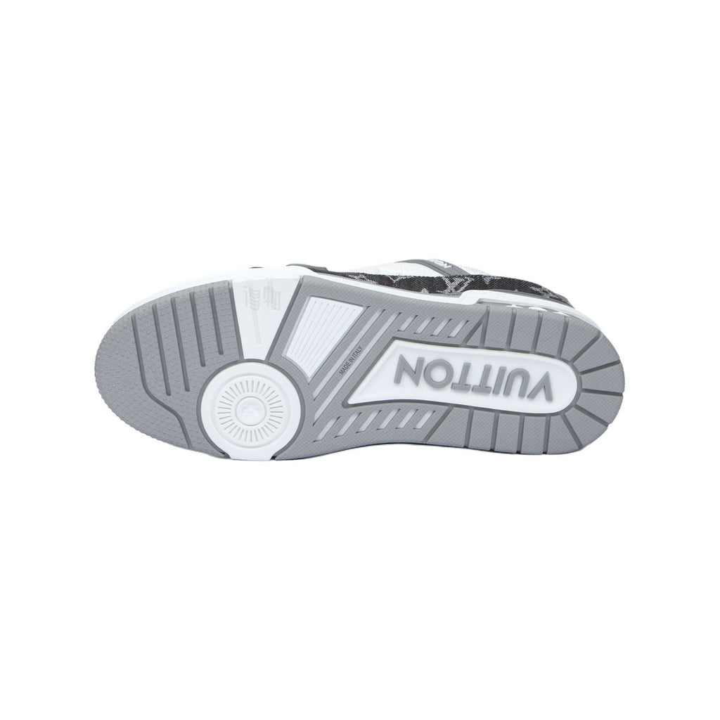 Louis Vuitton Trainer Lace-Up Low-Top Sneakers in Grey & White – Unisex