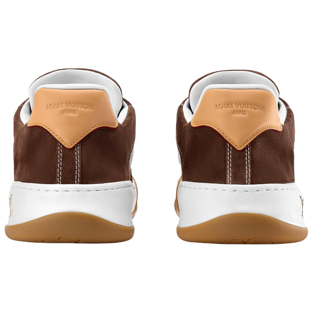 Louis Vuitton Tilted Suede Lace-Up Biscuit-Sole Low-Top Sneakers in Chestnut Brown – Unisex