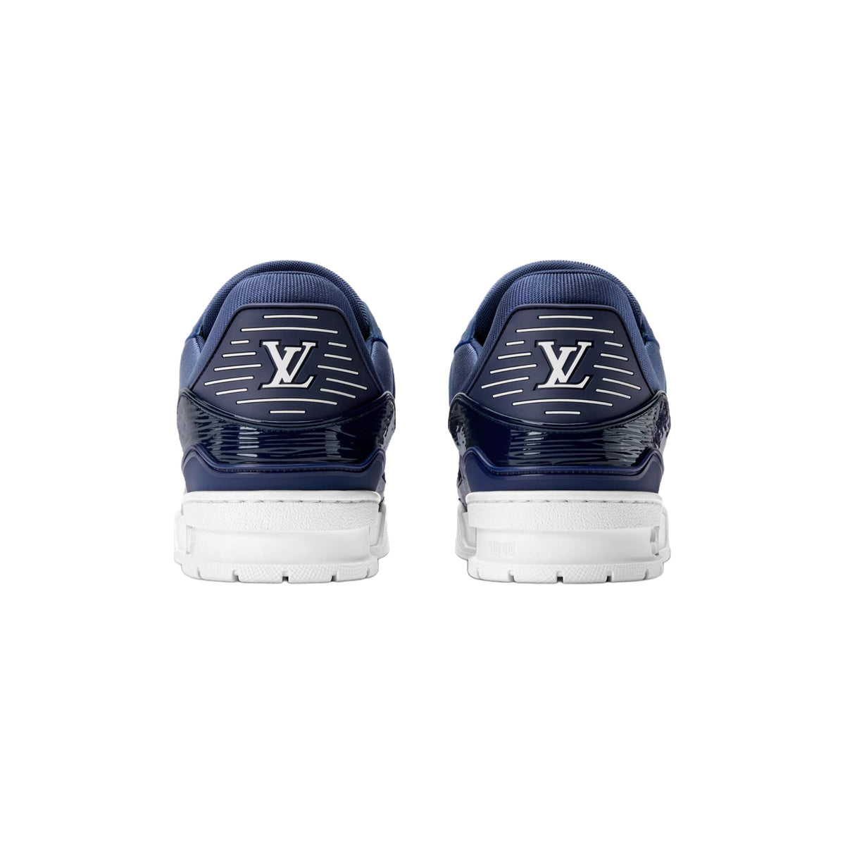 Louis Vuitton Trainer Patent Leather Floral Pattern Low-Top Sneakers in Navy Blue – Unisex