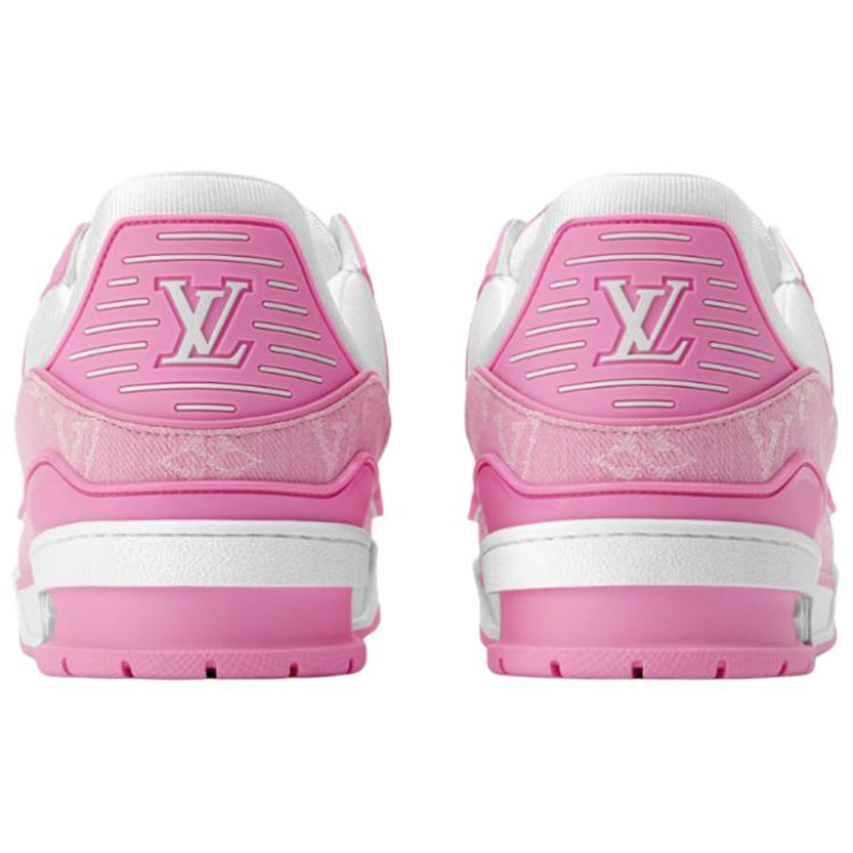 Louis Vuitton Trainer Leather Lace-Up Low-Top Sneakers in Rose with Printed Detail – Unisex