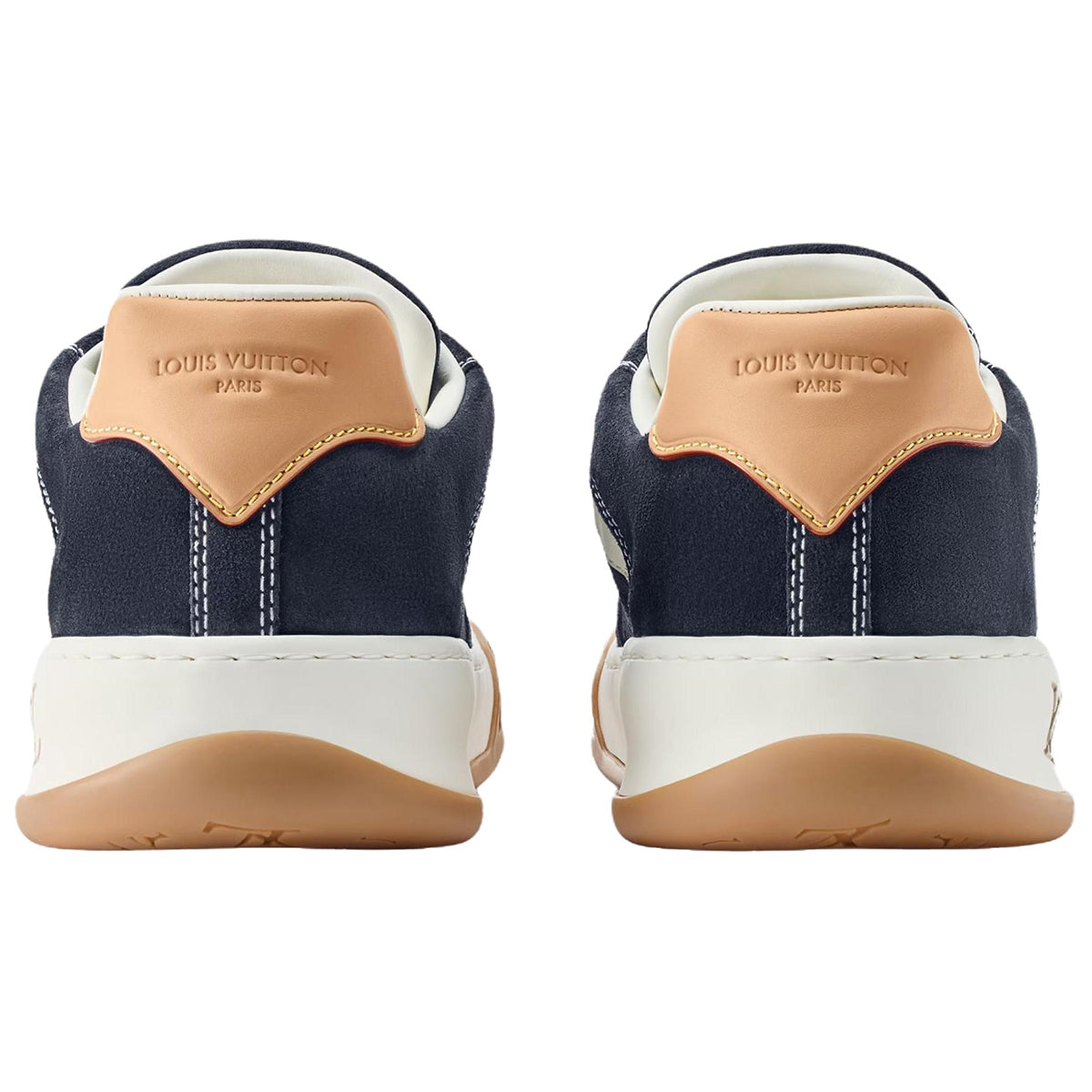 Louis Vuitton Tilted Suede Lace-Up Biscuit-Sole Low-Top Sneakers in Navy Blue – Unisex