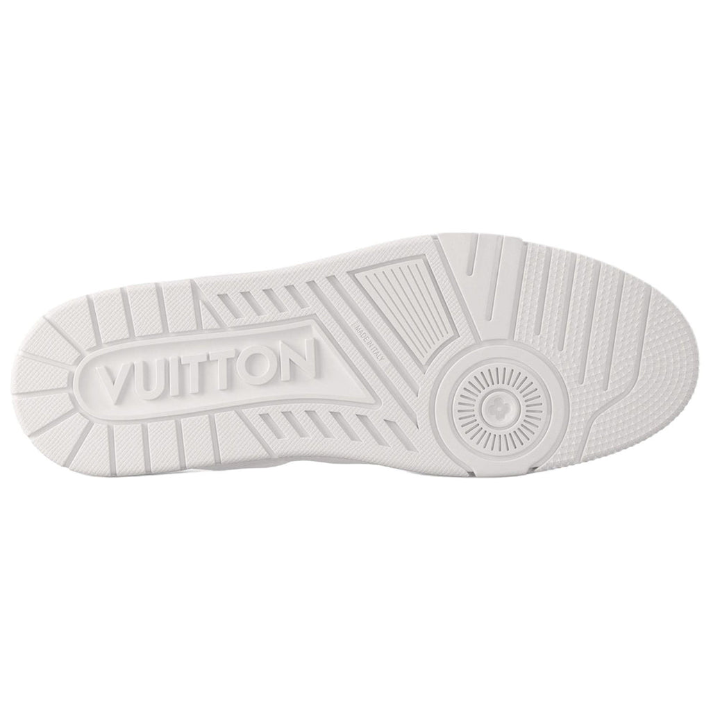 Louis Vuitton Trainer Leather Lace-Up Low-Top Sneakers in White with Embossed Letter