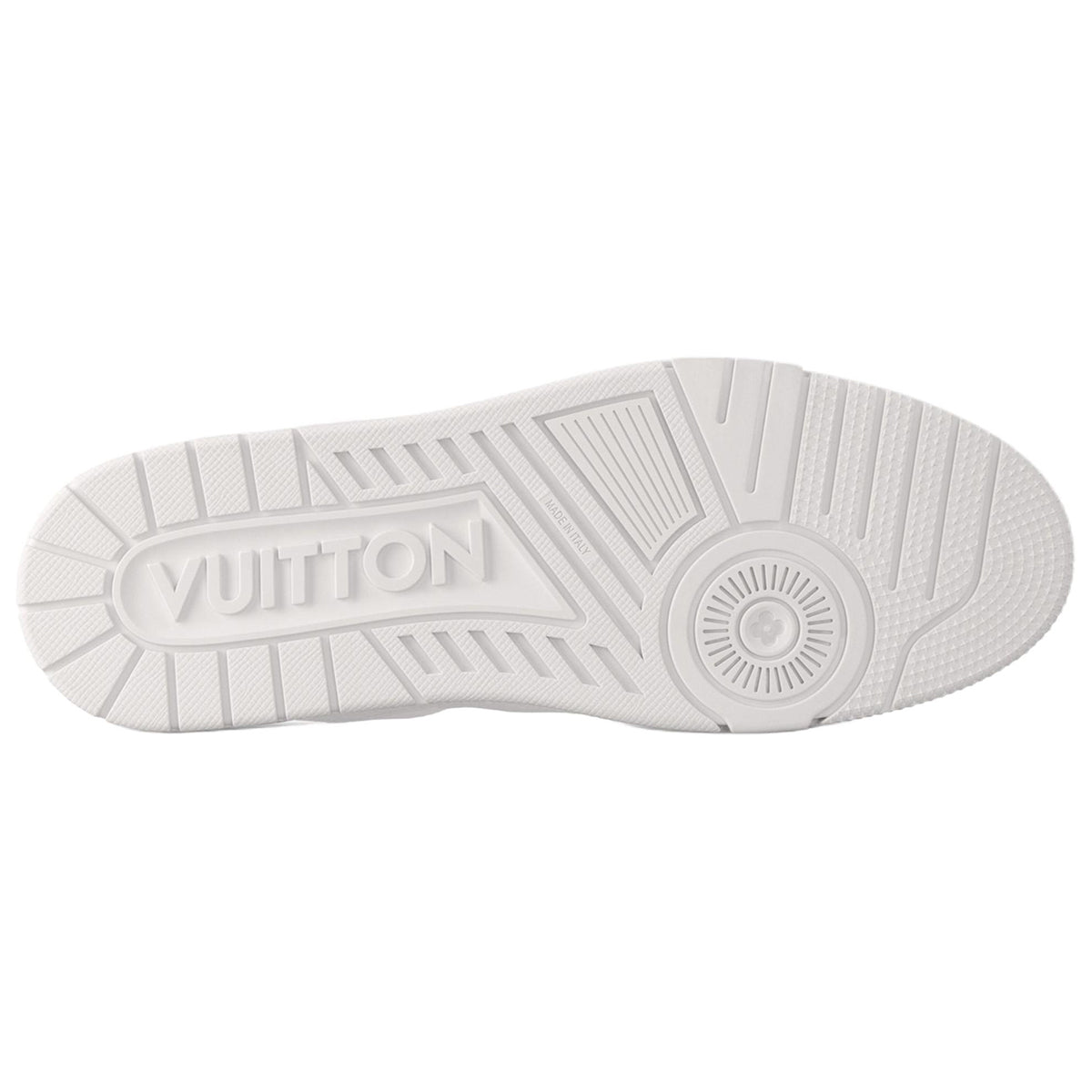 Louis Vuitton Trainer Leather Lace-Up Low-Top Sneakers in White with Embossed Letter