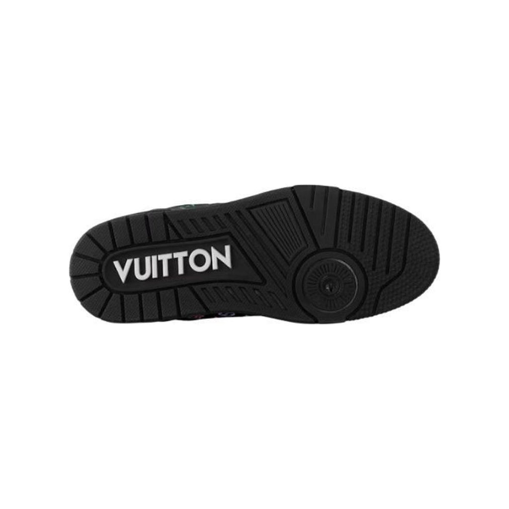 Louis Vuitton × Takashi Murakami Trainer Grained Calf Leather Signature Print Low-Top Sneakers in Black – WoUnisex