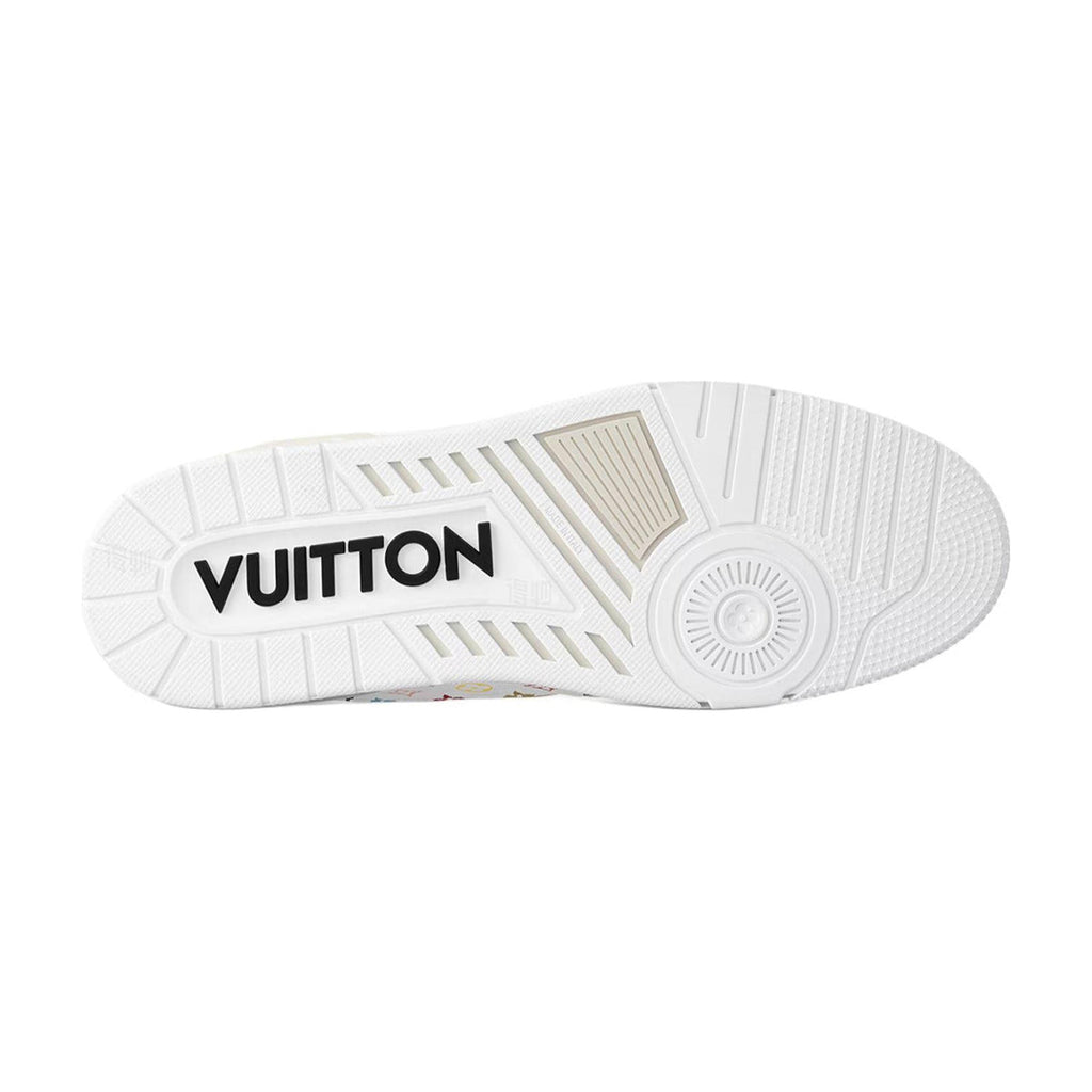 Louis Vuitton × Takashi Murakami Trainer Grained Calf Leather Low-Top Sneakers in White – Unisex