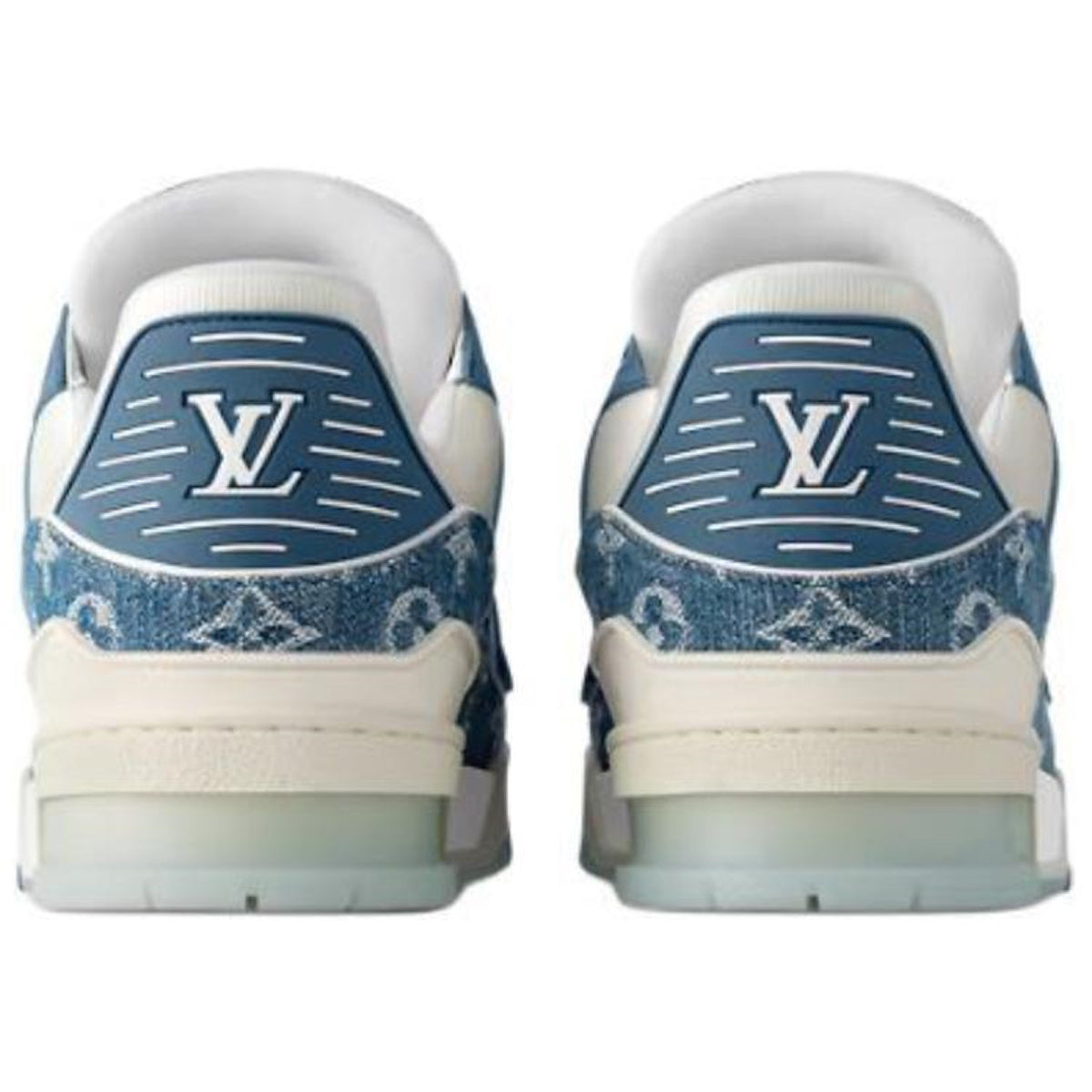 Louis Vuitton Trainer Leather Lace-Up Low-Top Sneakers in Blue & White – Unisex